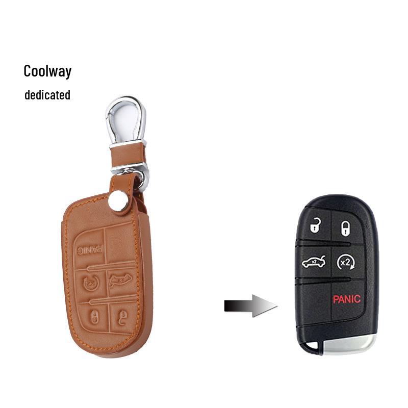 Premium Leather Key Cover for Jeep Liberty, Renegade, Grand Cherokee, & Compass