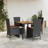VidaXL Garden Dining Set with Cushions 5pcs, Patio Table, Patio Furniture, Outdoor Furniture, Black 3277504