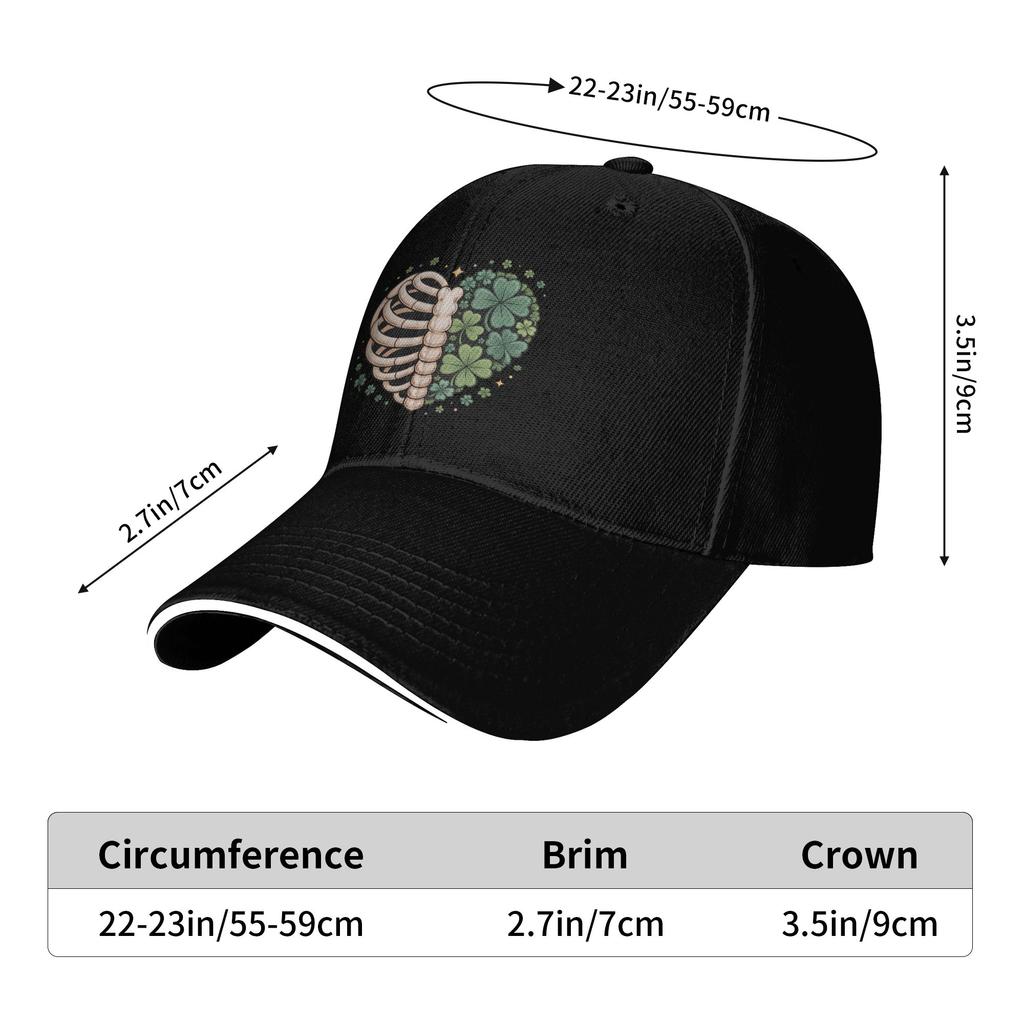 Lucky Bones Shamrock Skeleton Ribcage Heart Baseball Cap Trendy Couple Women Hip Hop Hats Design Outdoor Sport Baseball Caps