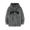 Mens Oversized Hooded Sweatshirt European Style Fleece Lined Letter Embroidered Pocket Hoodie