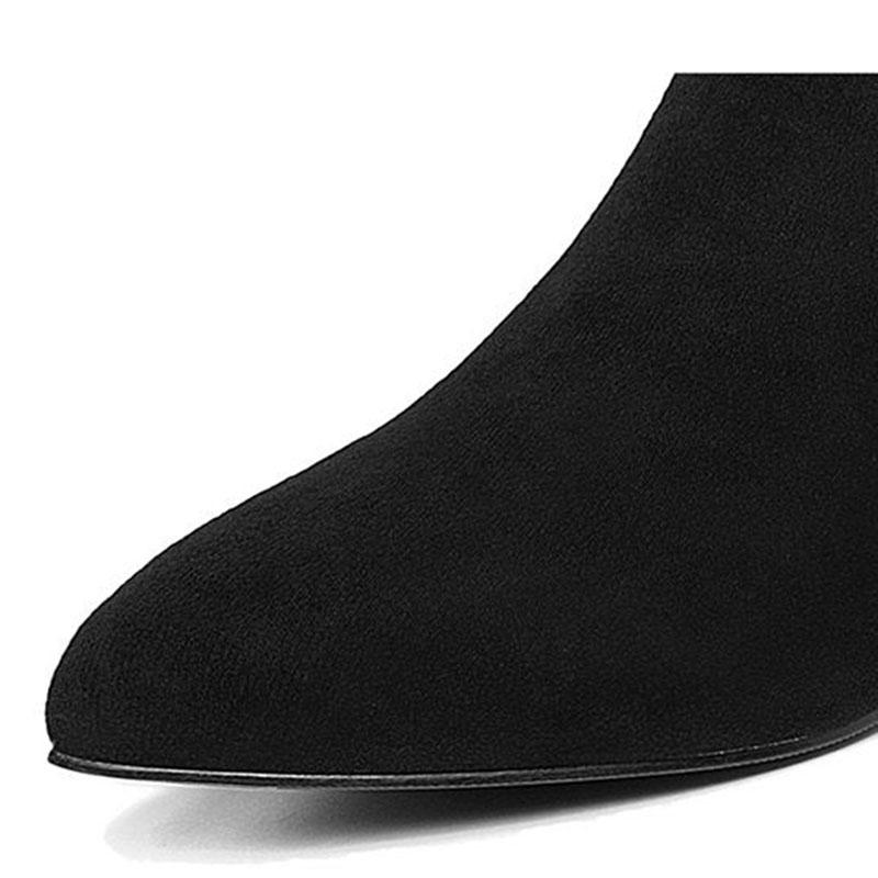 Women Boots Autumn Winter Martin Shoes High Heel Zip Pointed Toe Ankle  Fashion Patent-leather