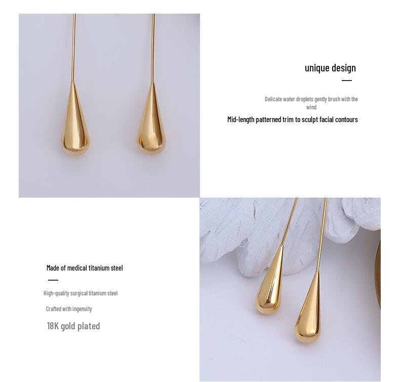 European & American Minimalist Versatile Teardrop Earrings: Exaggerated Court-Style Studs for Women