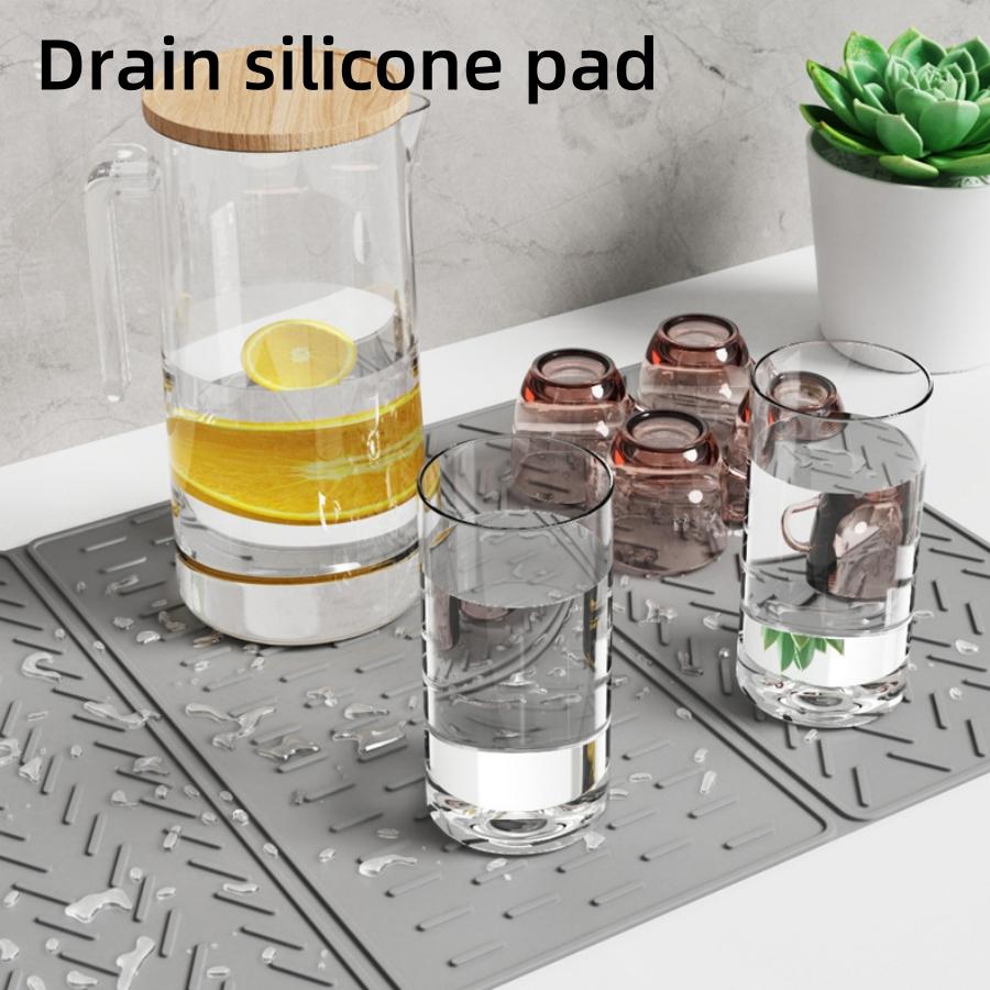 Foldable Silicone Drain Pad Drying Mat Pots Dish Drain Mat For Kitchen Tableware Waterproof Heat Resistant Non-slip Mats Pad