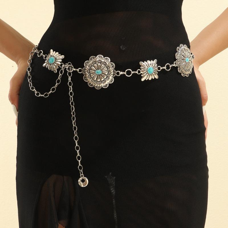 Fashionable Retro Stone-Metal Waist Chain Versatile High-En Adjustable Waist Chain for a Flattering Slimming Look