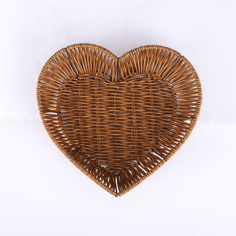 Heart-shaped Handwoven Rattan-Style Storage Basket