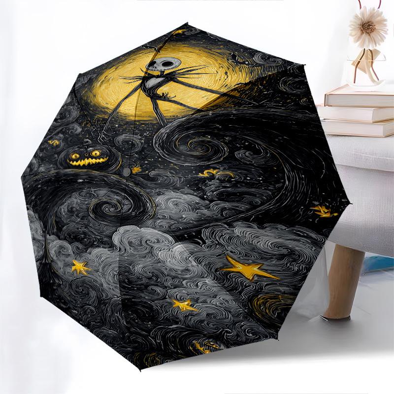Albtraum vor Weihnachten, Jack Skellington Motiv, Automatisches Öffnen und Schließen, Helles 8-Speichen, Tragbarer Schirm, Geeignet für Männer