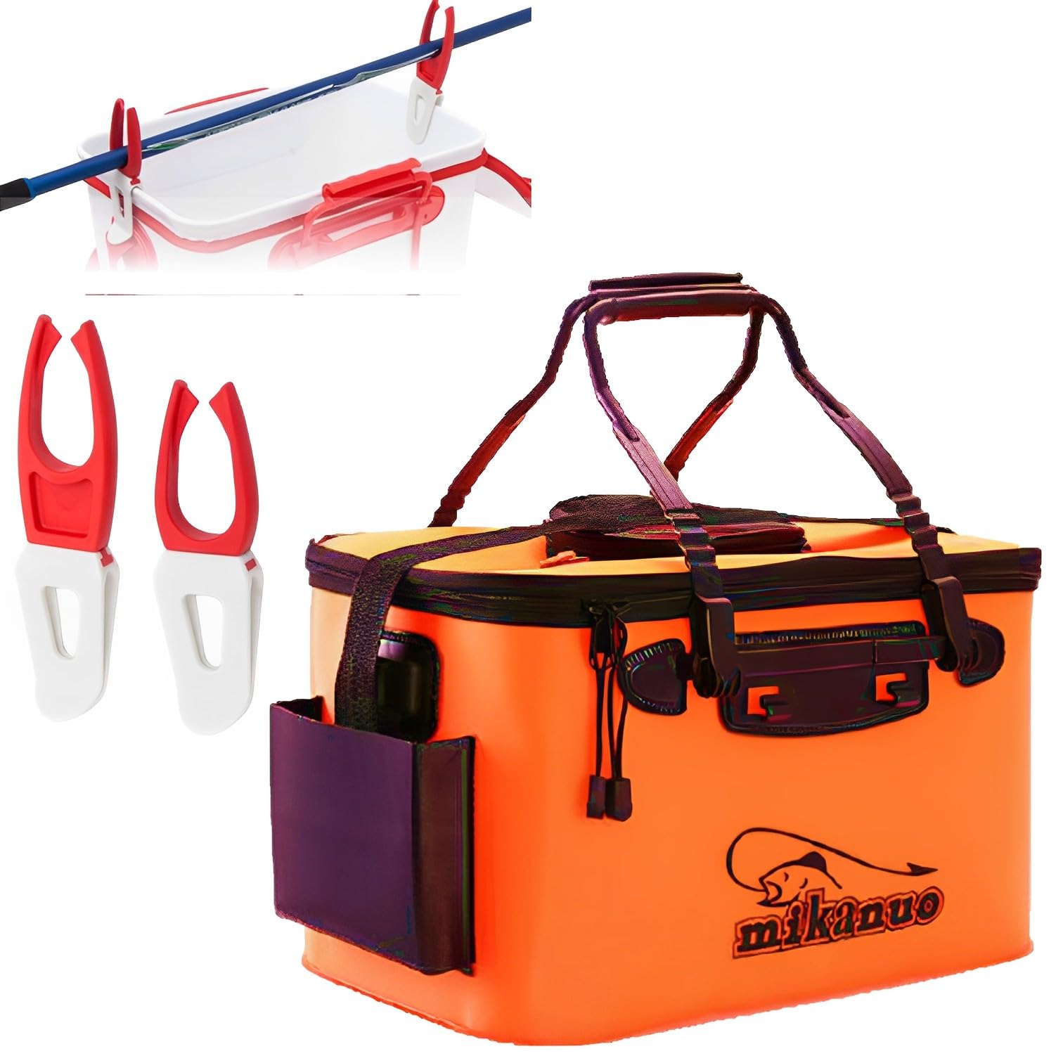 

MIMIA Bucket and Rod Holder Set, Fishing Gear, for Rock Fishing, Fishing, Disaster Preparedness, Fishing Rod Set, Water Drawer, Folding Fishing