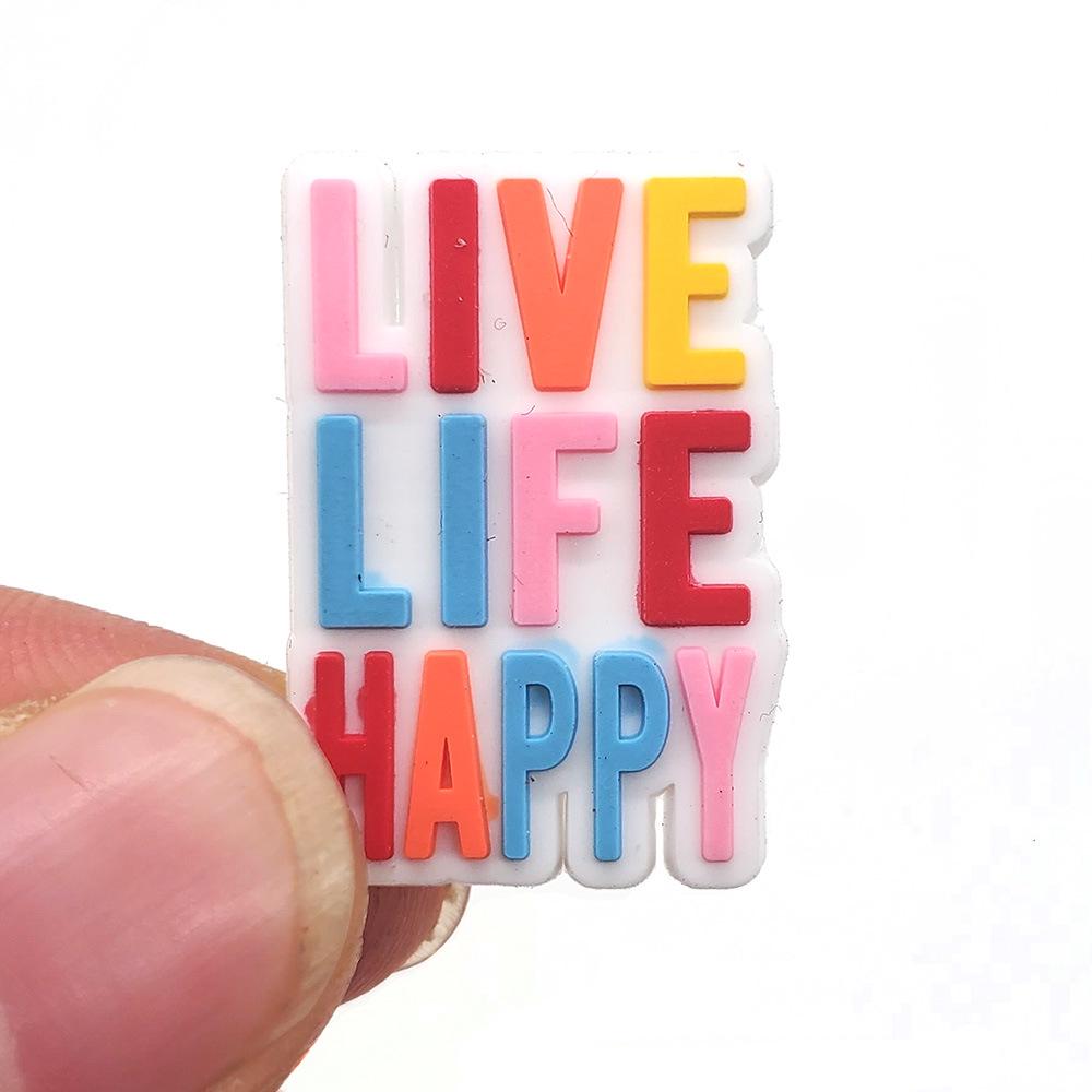 Letter Phrase Series Cartoon Clog Shoe Decorations: Cute PVC Flowers & Buckles