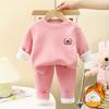 Children's Warm Clothing Set New Winter Boys' Underwear with Fleece Lining Thickened Girls' Autumn and Winter Children's Clothing