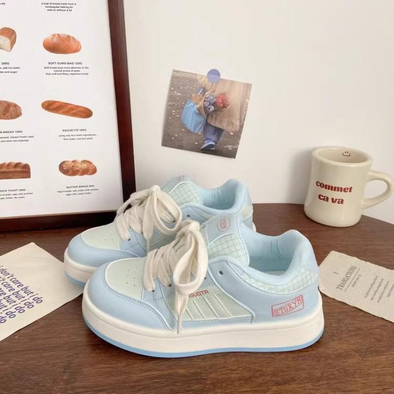 

Niche design sense thick-soled little white shoes women s shoes bread shoes spring 2025 new versatile sports and leisure board shoes 35 синій