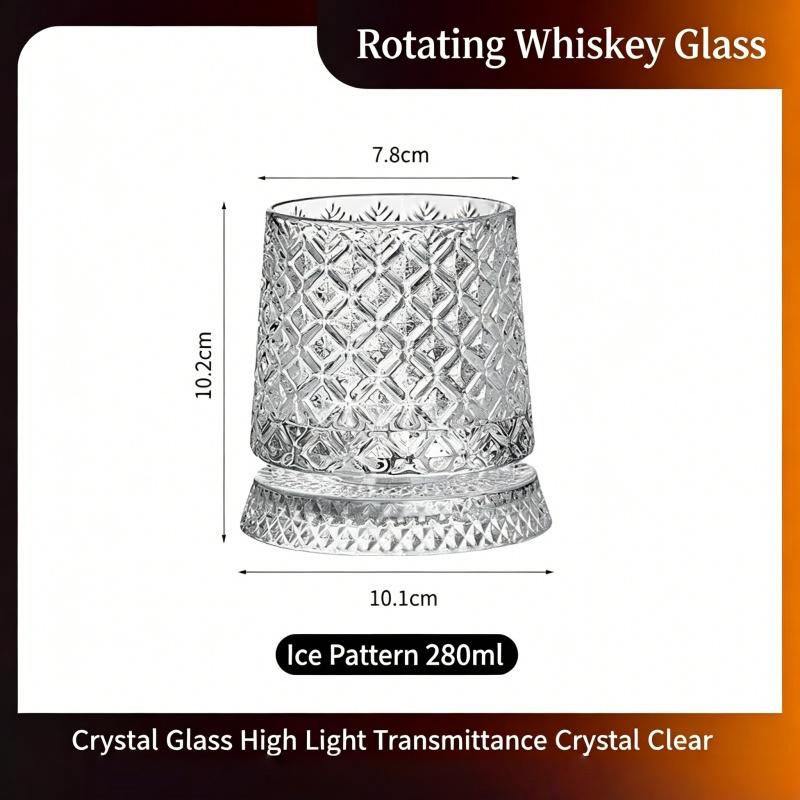 280ml Rotating Whiskey Glass Crystal Rum Glass Cocktail Party Drinking Gift Creative Crystal Premium Beer Glass 301-400ml