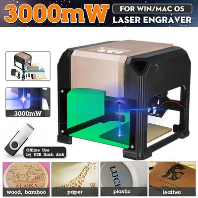 AC 110-220V 3000mW Máquina Gravadora a Laser de Alta Velocidade Ferramentas de Gravação USB DIY Logotipos Marcador Impressora Cortador Máquina de Escultura a Laser CNC