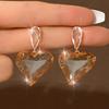 OZON Light Luxury Geometric Heart Crystal Earrings for Women