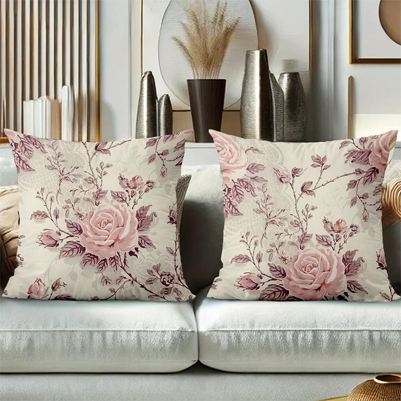 Blumenmuster Kissenbezüge Set aus 4 Stück für Zuhause Polyester Kissenbezug, Sofa Dekokissenbezug Kopfteilkissen