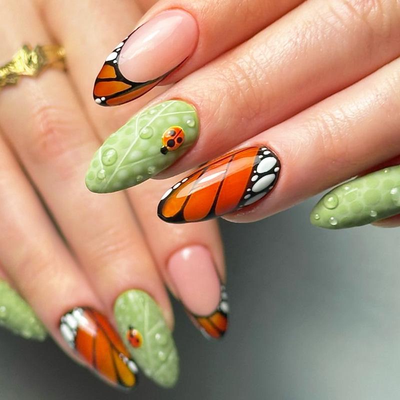 

Autumn Butterfly Almond Press-on Nails Set, 24 Pieces