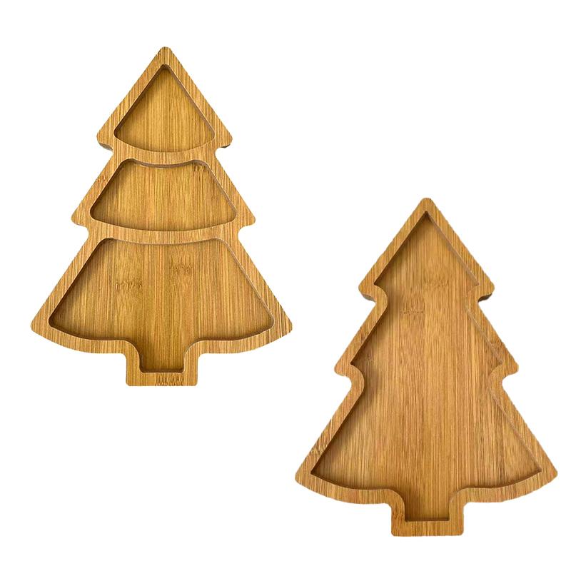 1Pc Christmas Tree Kitchenware Dessert Snack Plate Plate Tray Serving Tray Duoge Serving Dish Wooden