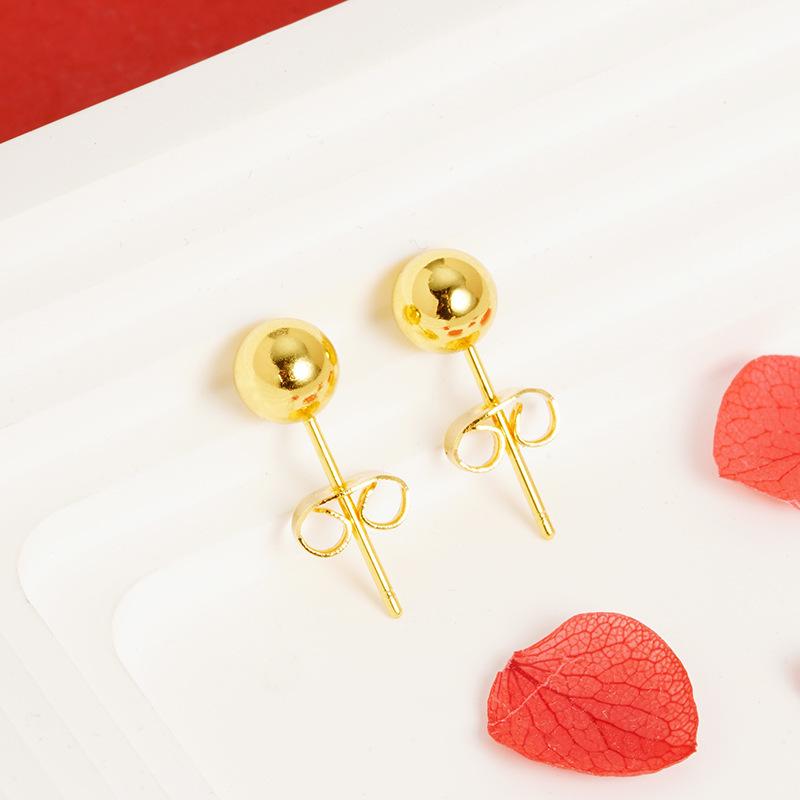 Elegant Gold Sand Earrings for Women - Bean-Shaped, Long-Lasting, High-Quality Copper and Titanium Steel