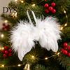 Seasonal Decorative Props 10Pcs White Feather Angel Wings Ornament for Christmas Tree Decoration, Soft Fluffy Lightweight Hanging Ornaments