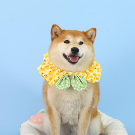 Dog Bandana Bib Cute Yellow Duck Design Dog Saliva Towel Adjustable Pet Collar Scarf for Small Medium Large Dogs Cats