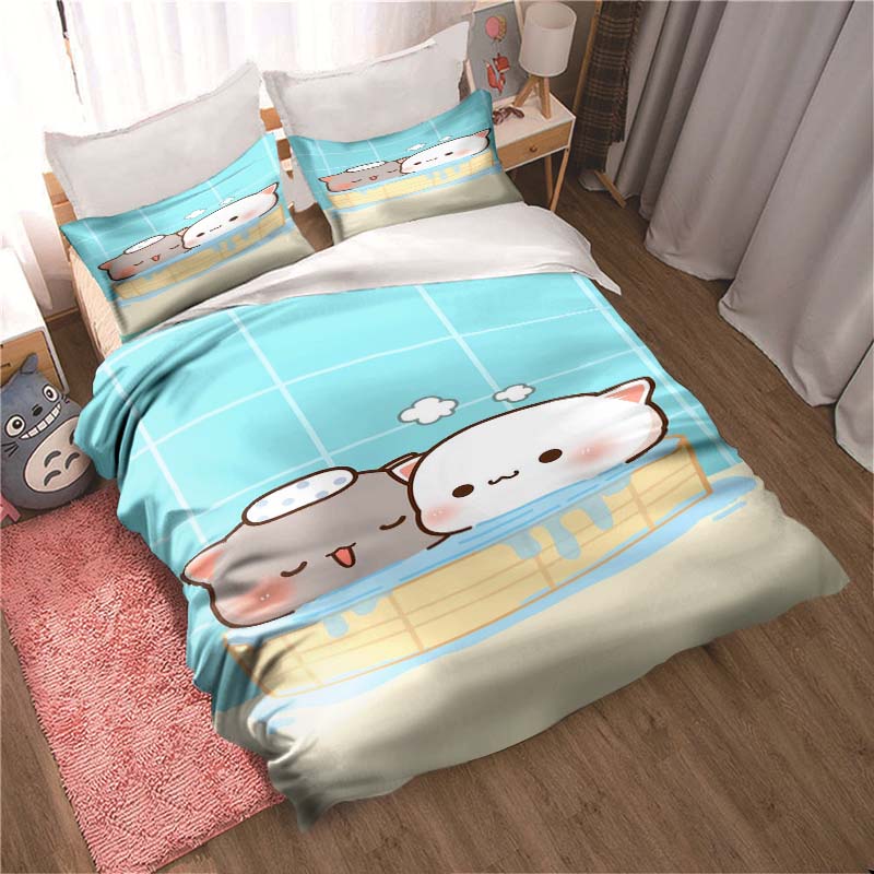 Bubu Dudu Kreslený roztomilý medvídek Kawaii Vánoční dárková sada ložního povlečení Dvojitý King size povlak na přikrývku a povlak na polštář Sada dětských povlaků na přikrývku