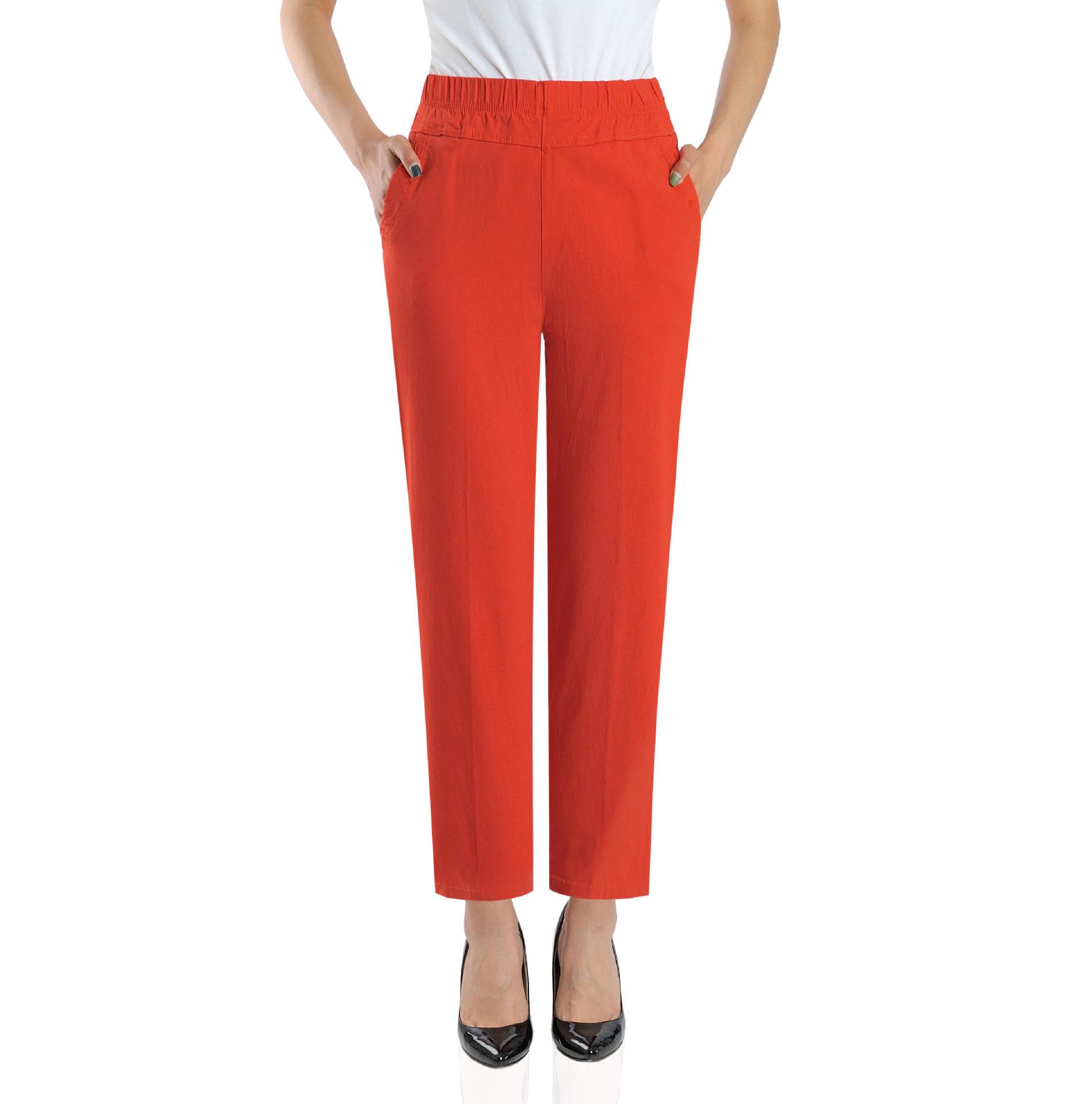 

Женские брюки среднего и пожилого возраста, летние тонкие свободные повседневные эластичные женские брюки с высокой талией XXXXXL оранжевый