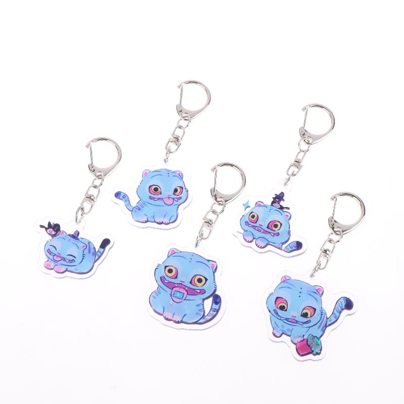 5Pcs Cartoon Huntrix Saja Boys Derpy Tiger Acrylic Keychains Ring Double-Sided Key Chain Jewelry Demon Hunters Love Gifts