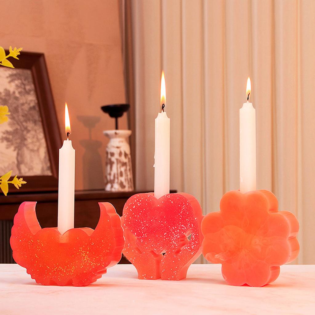 Epoxy Candlestick Silicone Mold Candle Base Mould Heart Shaped Candle Holder Molds Ornaments Home Decorations Mould