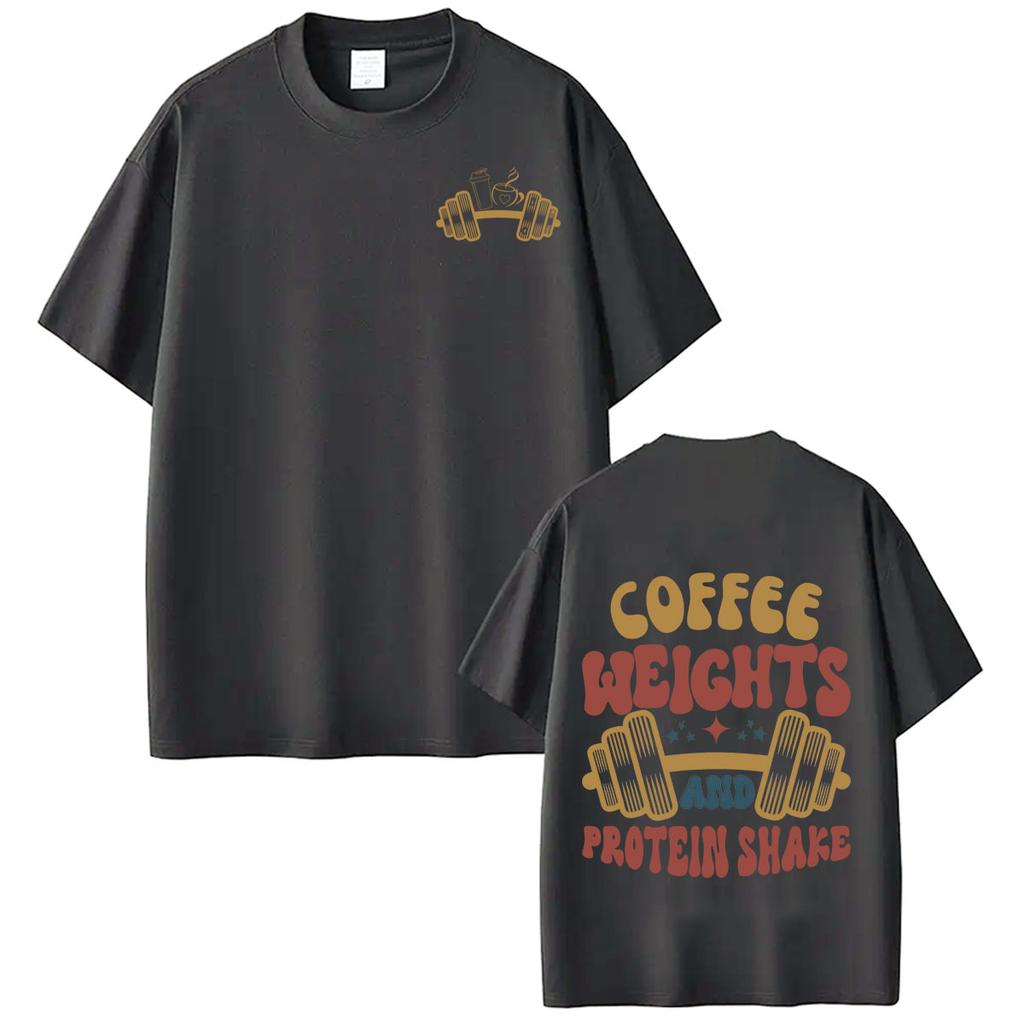 Coffee Weight Funny Gym Meme Tshirt Unisex Unisex Fashion Hip Hop Tshirt Summer Shortsleeved Loose Casual Cotton Tshirts Tops