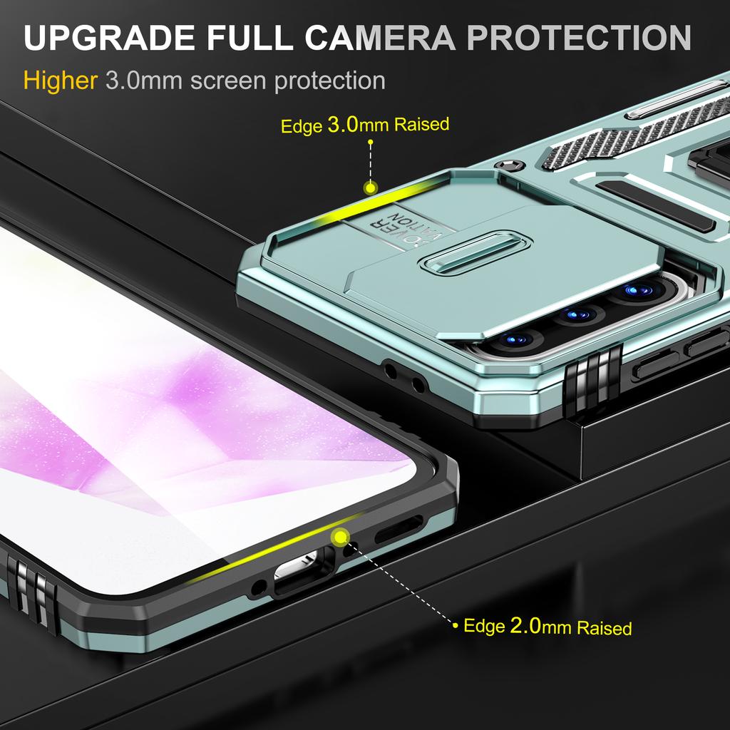 For Samsung Galaxy A36 5G/A56 5G Case Kickstand Slide Lens Lid PC+TPU Drop-Proof Phone Cover