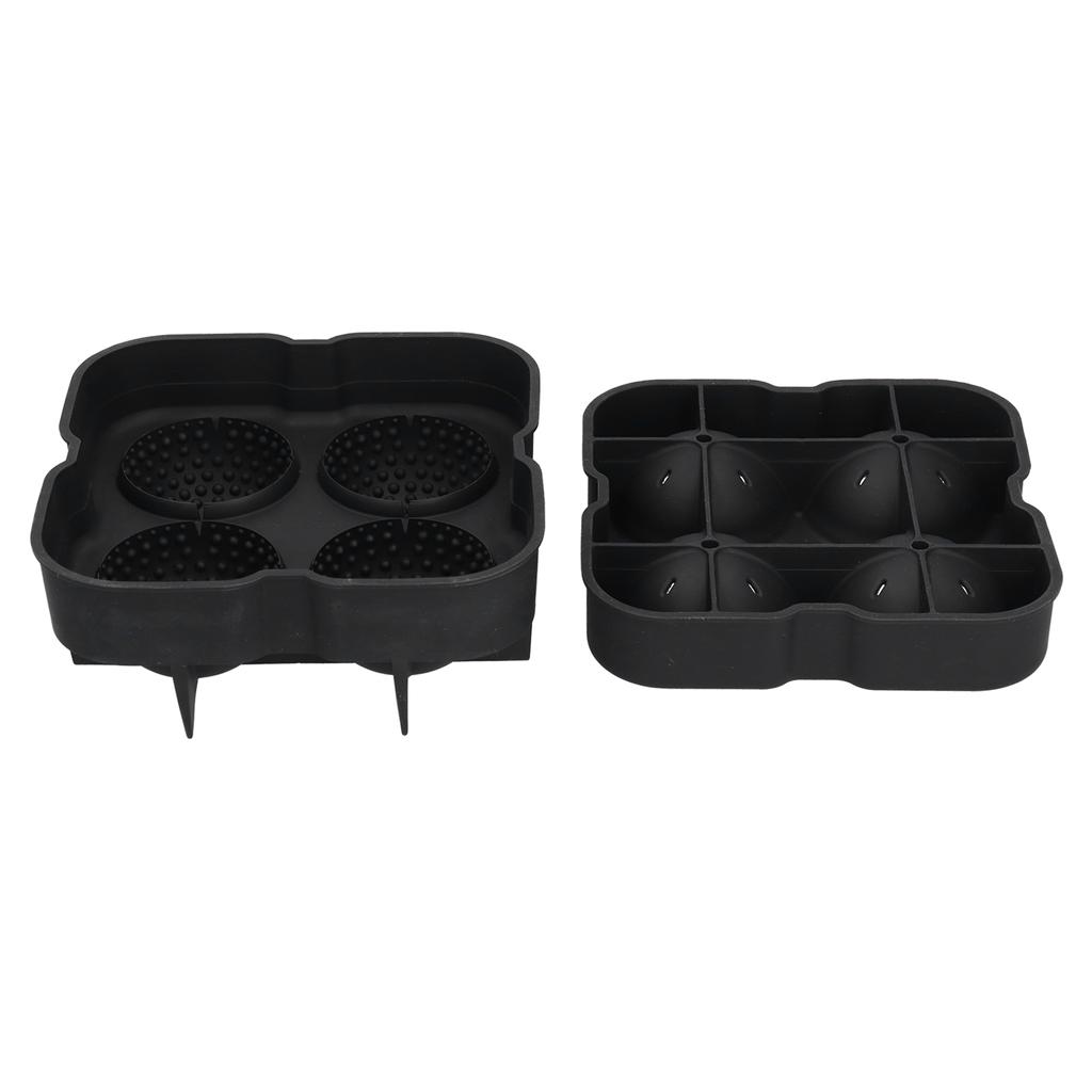 4 Fächer Eisballform Wiederverwendbar Lebensmittelqualität Silikon Eisballmacher Tablett Heimküchenutensilien Schwarz