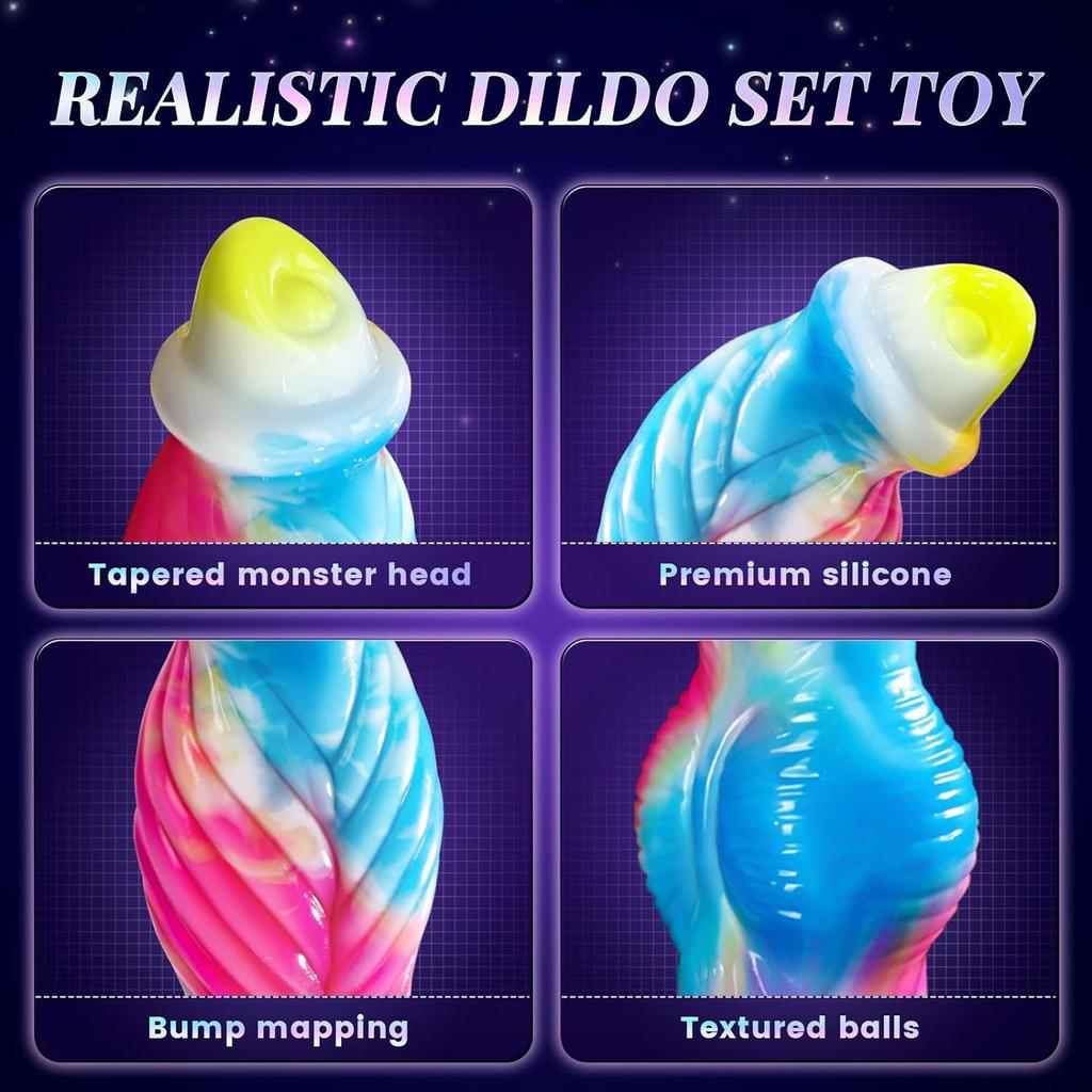 Stoßender Drache Dildo Vibrator Sexspielzeug 10" 4 IN 1 Monster Fernbedienung Dickes Dildo Saugnapf Dildo Analspielzeug Erwachsenenprodukt Wasserdichter Masturbator