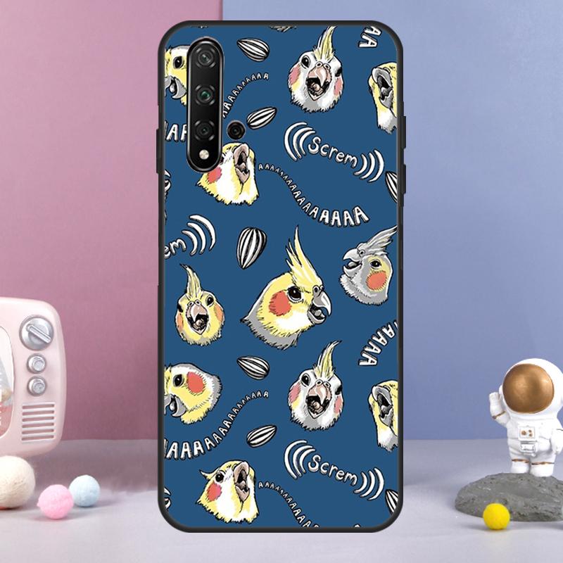 Cartoon Cockatiel Collage For Huawei Nova 9 10 SE 3i 7i 8i 11i 12i Y60 Y61 Y70 Y72 Y73 Y90 Y91 P20 P30 P40 Lite Case