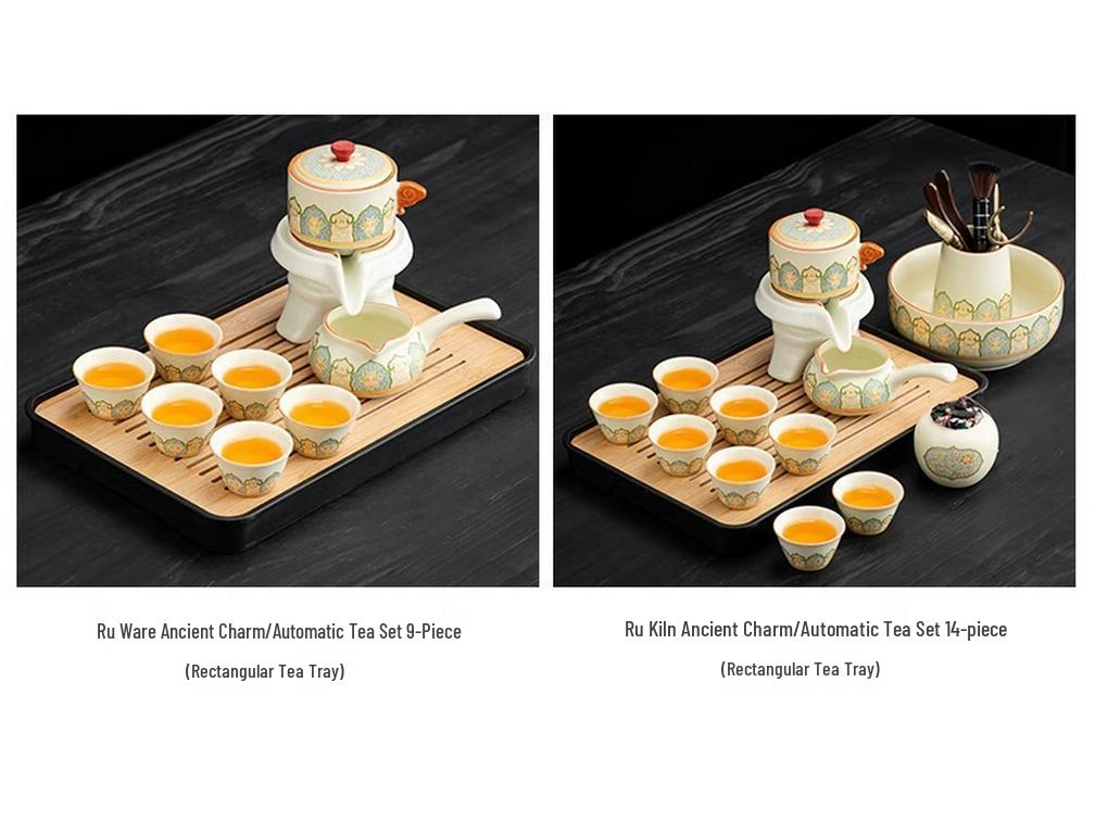 High-End 2025 Automatisches Kung Fu Tee-Set: Ru-Brennofen Teekanne & Teetassen - Luxuriöser Keramik Fauler Teebereiter