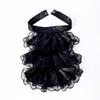 Classical Ruffled Lace Jabot Collar Halloween Dressingup Neckpiece Detachable Collar for Historical Stage Performances