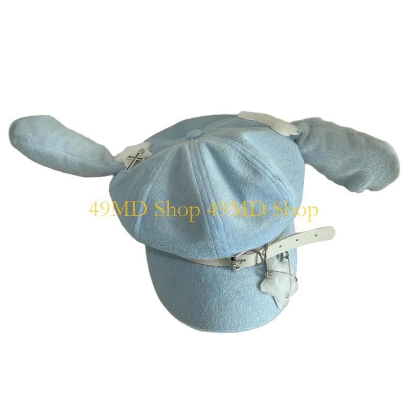 49MD 2000s Long Ears Caps Japanese Styles Sun Hat Adult Winter Outdoor Photo Caps
