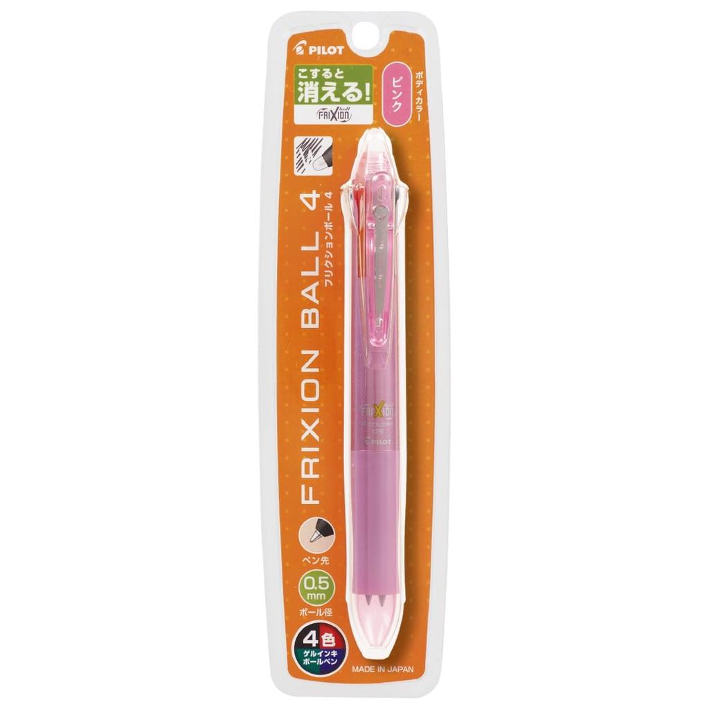 PILOT Frixion Ball 4 Ballpoint PLKFB80EFP Multi-Color Pen, 0.5mm, Pink,