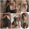 Underwear Sexy Backless Sequin Temptation Lace-Up Perspective Erotic Uniform Underwear Set Women