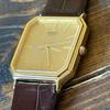 Used SEIKO Working Seiko Quartz Men's Watch Gold Dial Octagon Case