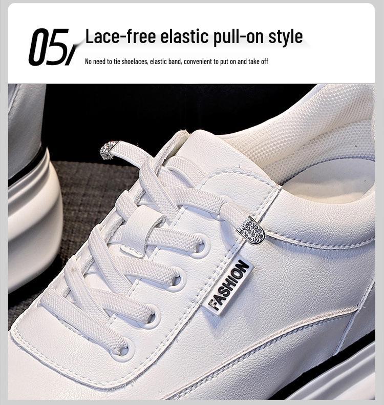 2026 Women's Wedge Platform Thick Sole Casual Shoes - Height-Boosting, All-Season White Flats with Extra Velvet