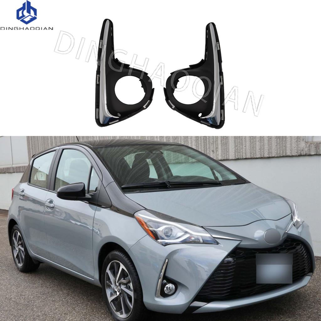 Car Front Fog Light Cover Lower Bumper Foglight Hole Grilles Bezel Fit For Toyota YARIS 2018 2019 2020