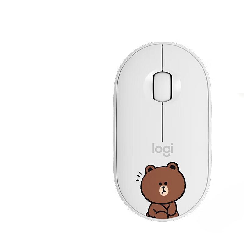 

Logitech PEBBLE M350 Silent Wireless Bluetooth Mouse, Brown Bear Edition
