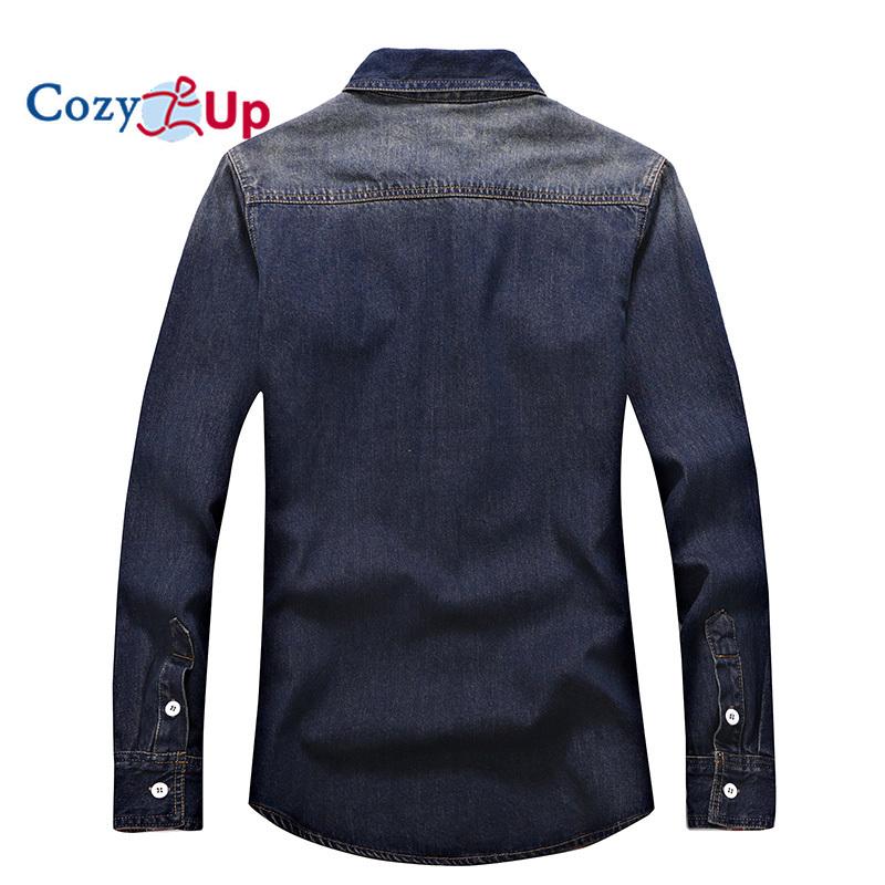 Cozy Up Denim Shirt Men Cotton Slim Long Sleeve Cowboy Shirt Stylish Wash Slim