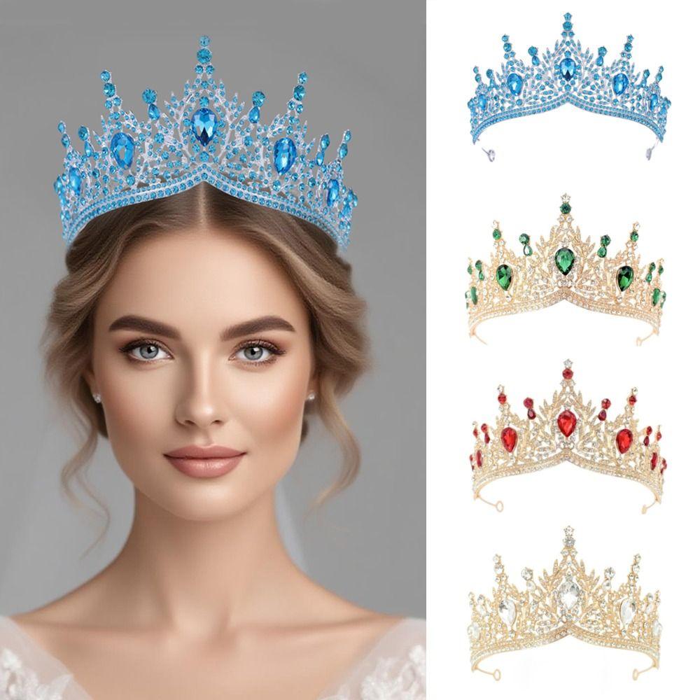 Shiny Ornament Baroque Queen Tiaras Luxury Bridal Headwear Hairpin Rhinestone Diadem  Wedding