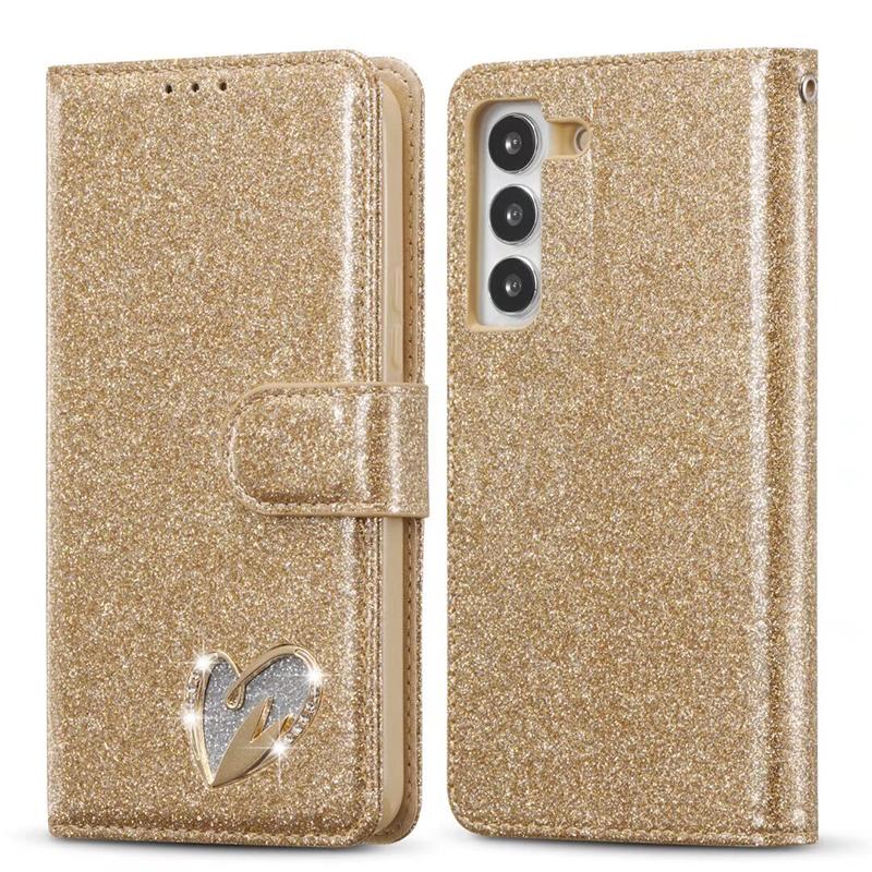 Luxury Leather Wallet Case For Samsung Galaxy Glitter S25 Ultra S24 S23 FE S22 S21 S20 Plus A13 A14 A15 A35 A55 A54 A53 A34