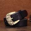 Rare And Super Thick Men'S First-Layer Cowhide Copper Buckle Lazy Belt Casual Guochao Retro Men'S Belt