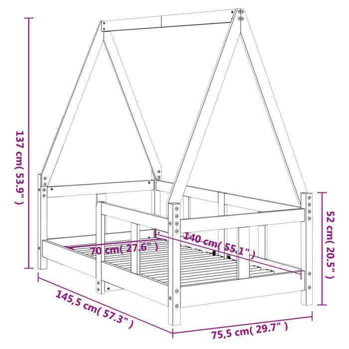 VidaXL Bed Frames for Children, Single Bed with Slatted Base, Bedroom Furniture, Scandinavian, White 70x140 Cm 834457