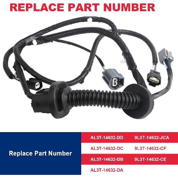 Rear Passenger RH Side Door Jumper Wire Harness Assembly Fits for 2009-2014 Ford F150 Crew Cab Replaces# AL3T-14632-DD, 9L3T-14632-JCA