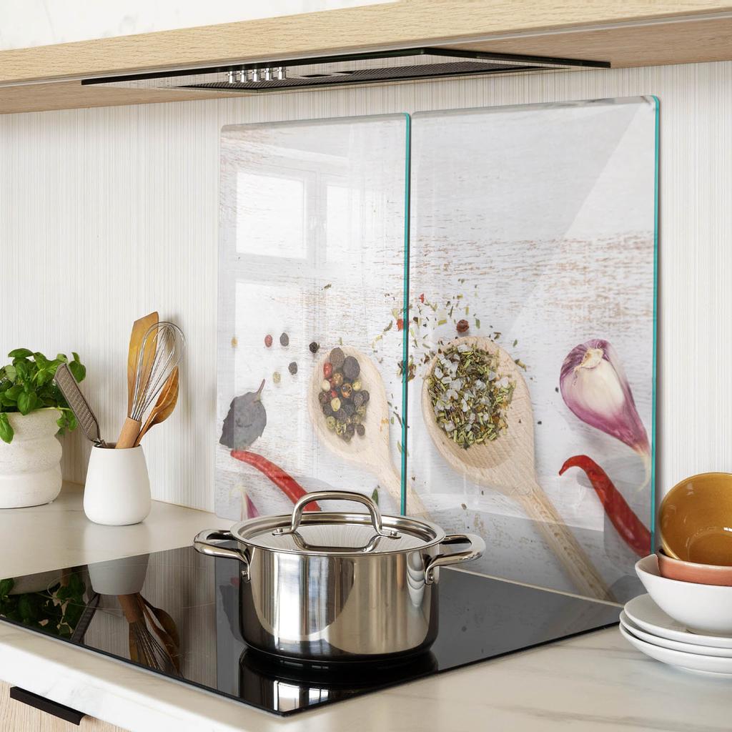 Set of Two Glass Kitchen Boards for Vegetables and Spices 2x30x52 cm