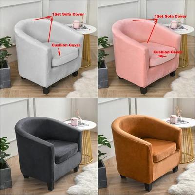 1Set Tub Sofa Cover Velvet Club Chair Cover Small Round Sofa Slipcovers For Living Room Couch Covers With Seat Cushion Covers