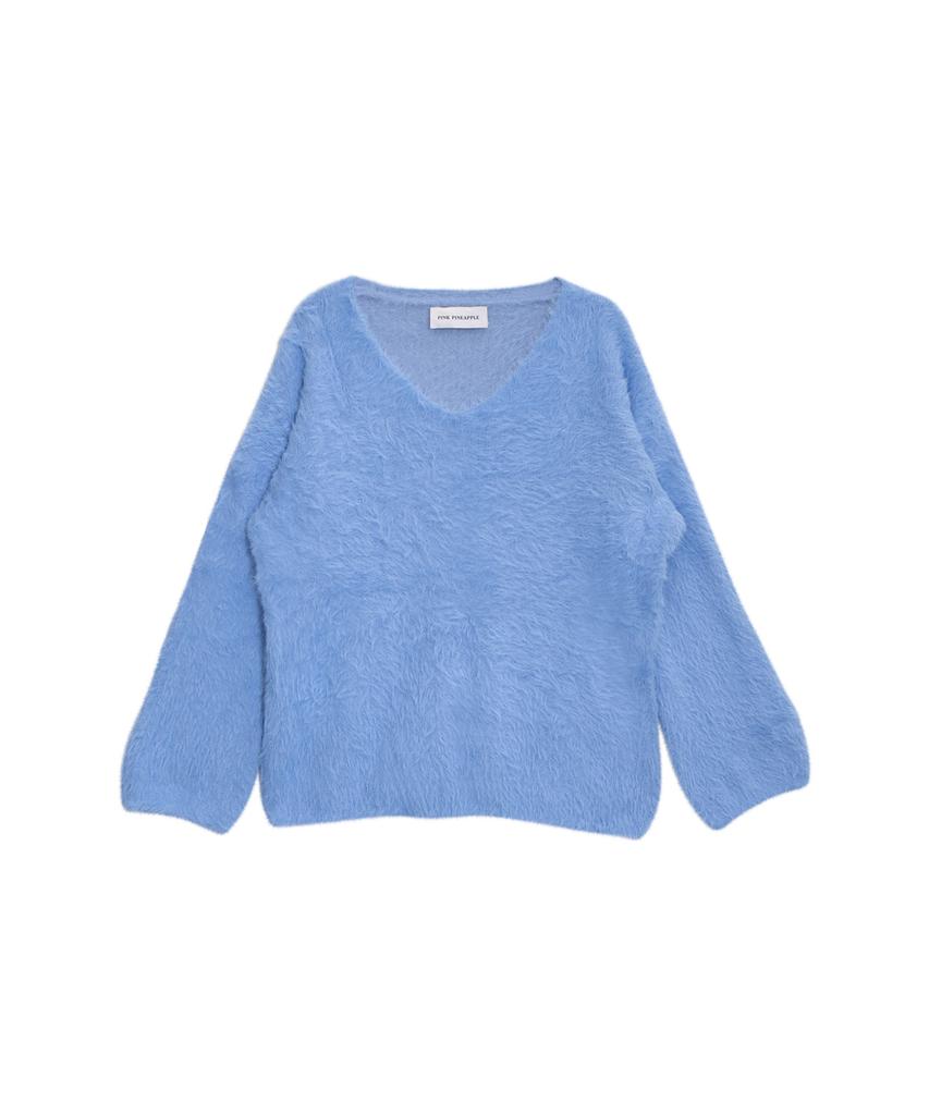 PINK PINEAPPLE Glow Whisper V-Neck Knit_Blue